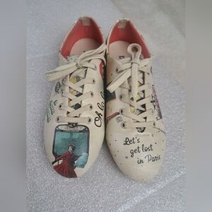 DOGO Women Vegan Leather Sneakers - Lets Get Lost In Paris Design Size 38 (7.5)